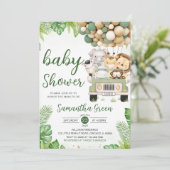 Safari Truck Balloon Baby Shower Kaart (Staand voorkant)