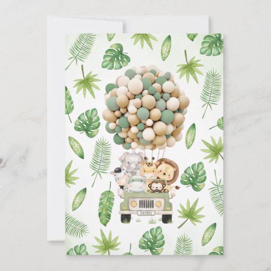 Safari Truck Balloon Baby Shower Kaart (Achterkant)