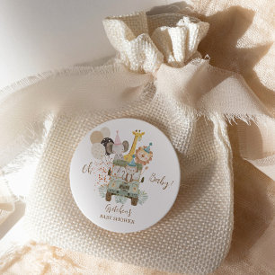 Safari Truck Jungle Dieren Boho Baby Shower Ronde Sticker