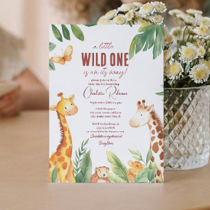 Safari twee Schattigee giraffe Baby shower Kaart