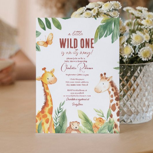 Safari twee Schattigee giraffe Baby shower Kaart