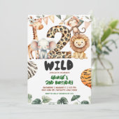Safari twee verjaardag in het wild kaart (Staand voorkant)