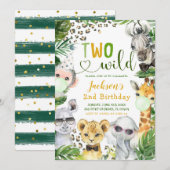 Safari Twee Wild Boy Verjaardag uitnodiging (Voorkant / Achterkant)