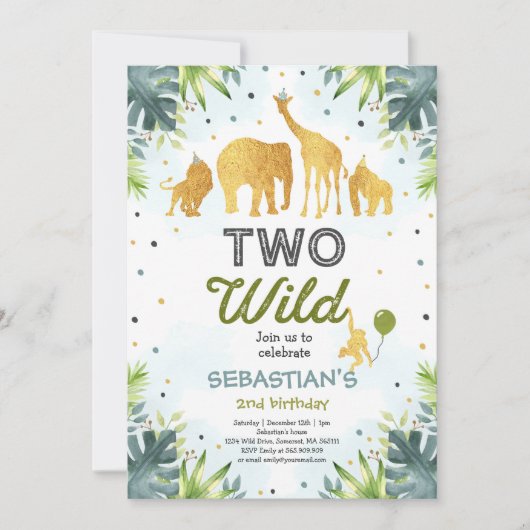 Safari Twee Wild Verjaardag Uitnodiging Twee Wild  (Voorkant)