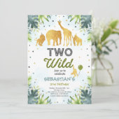 Safari Twee Wild Verjaardag Uitnodiging Twee Wild  (Staand voorkant)