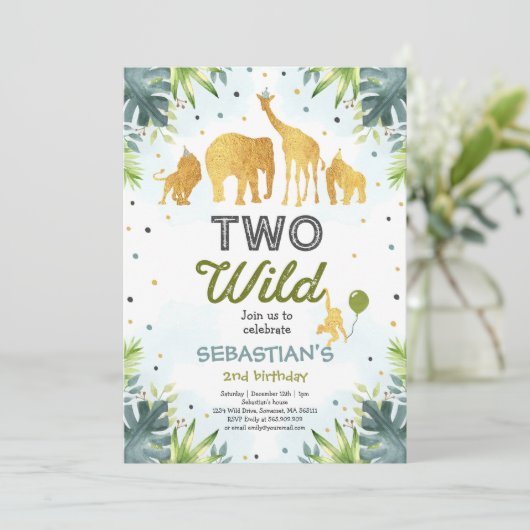 Safari Twee Wild Verjaardag Uitnodiging Twee Wild  (Staand voorkant)