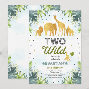 Safari Twee Wild Verjaardag Uitnodiging Twee Wild 