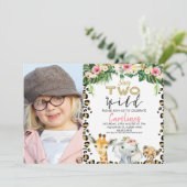 Safari Twee Wilde Foto Birthday Uitnodiging voor m (Staand voorkant)