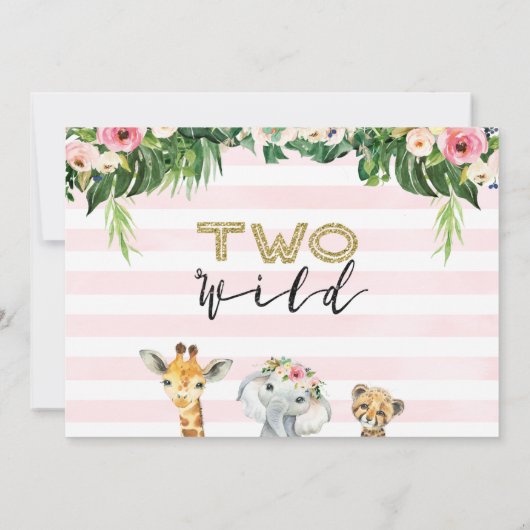 Safari Twee Wilde Foto Birthday Uitnodiging voor m (Achterkant)