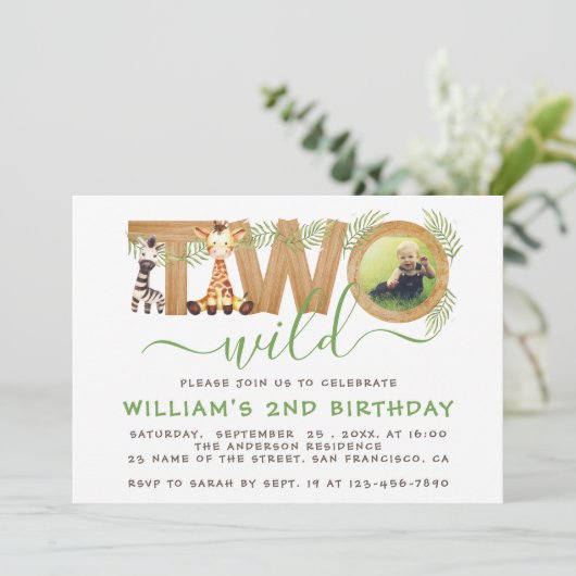 Safari Twee Wilde Oerwoud Tweede Verjaardag Foto H Kaart (Staand voorkant)