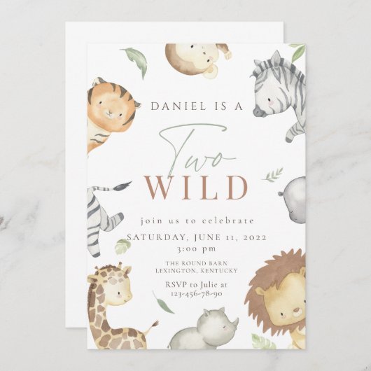 Safari twee wilde tweede verjaardag  kaart (Voorkant / Achterkant)