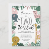 Safari Twee Wilde Uitnodiging, Oerwoud Verjaardag Kaart (Voorkant)