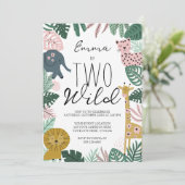 Safari Twee Wilde Uitnodiging, Oerwoud Verjaardag Kaart (Staand voorkant)