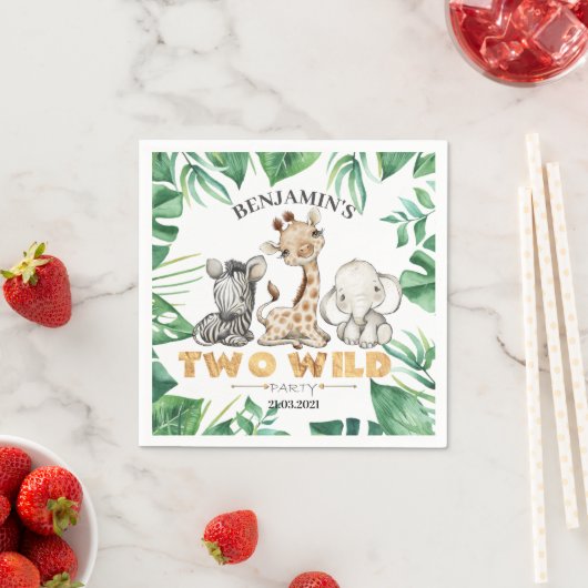 Safari Twee Wilde Verjaardags Servetten (Insitu)