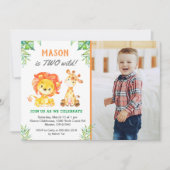 Safari Tweede Verjaardag Boy Wild One Oerwoud Part Kaart (Voorkant)