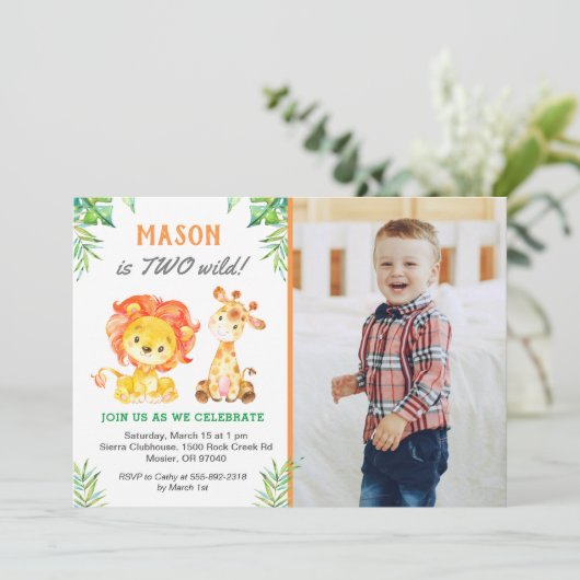 Safari Tweede Verjaardag Boy Wild One Oerwoud Part Kaart (Staand voorkant)