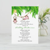 Safari Twin Monkeys Baby shower Invitation Kaart (Staand voorkant)
