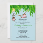 Safari Twin Monkeys Baby shower Invitation Kaart (Voorkant)