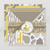 Safari Twins Invitation Square Kaart (Voorkant / Achterkant)