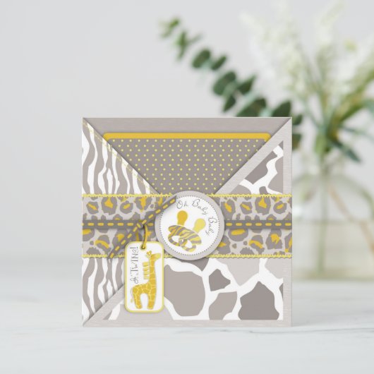 Safari Twins Invitation Square Kaart (Staand voorkant)