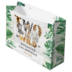 Safari Two Wild 2de verjaardag Grote Gift Bag Groot Cadeauzakje