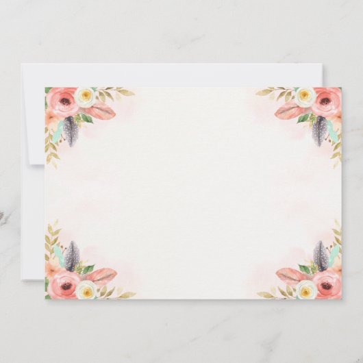 Safari Two Wild Birthday Invitation Boho Two Wild Kaart (Achterkant)