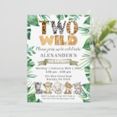 Safari Two Wild Birthday Oerwoud Party Invitation Kaart (Staand voorkant)