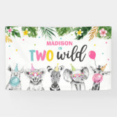 Safari Two Wild Birthday Party Animals - achtergro Spandoek (Horizontaal)
