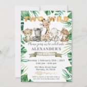 Safari Two Wild Birthday Party Invitation Kaart (Voorkant)