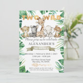 Safari Two Wild Birthday Party Invitation Kaart (Staand voorkant)