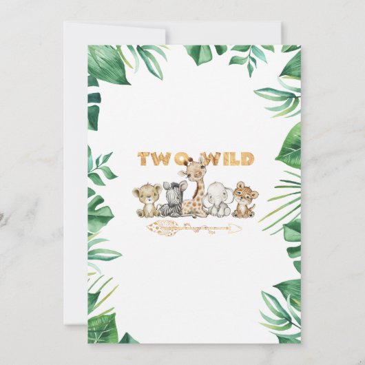 Safari Two Wild Birthday Party Invitation Kaart (Achterkant)