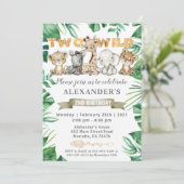 Safari Two Wild Birthday Party Invitation Kaart (Staand voorkant)