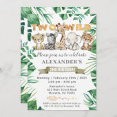 Safari Two Wild Birthday Party Invitation Kaart (Voorkant / Achterkant)
