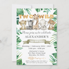 Safari Two Wild Birthday Party Invitation Kaart