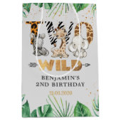 Safari Two Wild Birthday Party Medium Gift Bag Medium Cadeauzakje (Voorkant)
