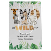 Safari Two Wild Birthday Party Medium Gift Bag Medium Cadeauzakje (Achterkant)