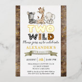 Safari Two Wild Birthday Party Real Gold Folie Uitnodiging (Voorkant)
