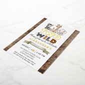 Safari Two Wild Birthday Party Real Gold Folie Uitnodiging (Gedraaid)