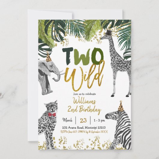 Safari Two Wild Birthday Uitnodiging (Voorkant)