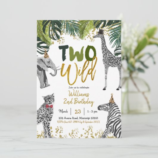 Safari Two Wild Birthday Uitnodiging (Staand voorkant)