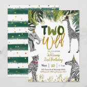 Safari Two Wild Birthday Uitnodiging (Voorkant / Achterkant)