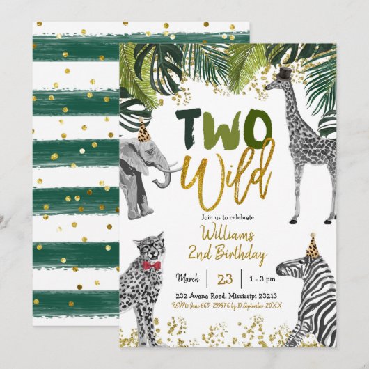 Safari Two Wild Birthday Uitnodiging (Voorkant / Achterkant)