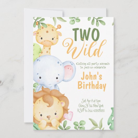 Safari Two Wild Birthday Uitnodiging (Voorkant)