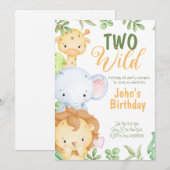 Safari Two Wild Birthday Uitnodiging (Voorkant / Achterkant)