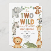 Safari Two Wild Boy Uitnodigen voor de 2e verjaard Kaart (Voorkant / Achterkant)