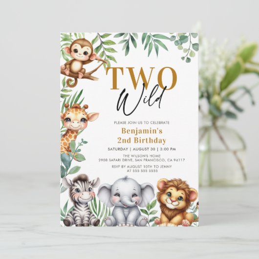 Safari Two Wild | Oerwoud Animals Jongen 2e Verjaa Kaart (Staand voorkant)