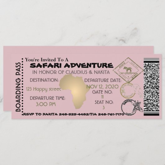 Safari-uitnodiging Kaart (Voorkant / Achterkant)