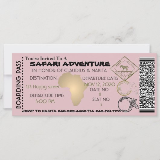 Safari-uitnodiging Kaart (Voorkant)