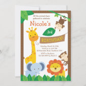 Safari Uitnodiging/Oerwoud Uitnodiging/Zoo Uitnodi Kaart (Voorkant)