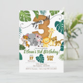 Safari Uitnodiging voor de 3e verjaardag (Staand voorkant)